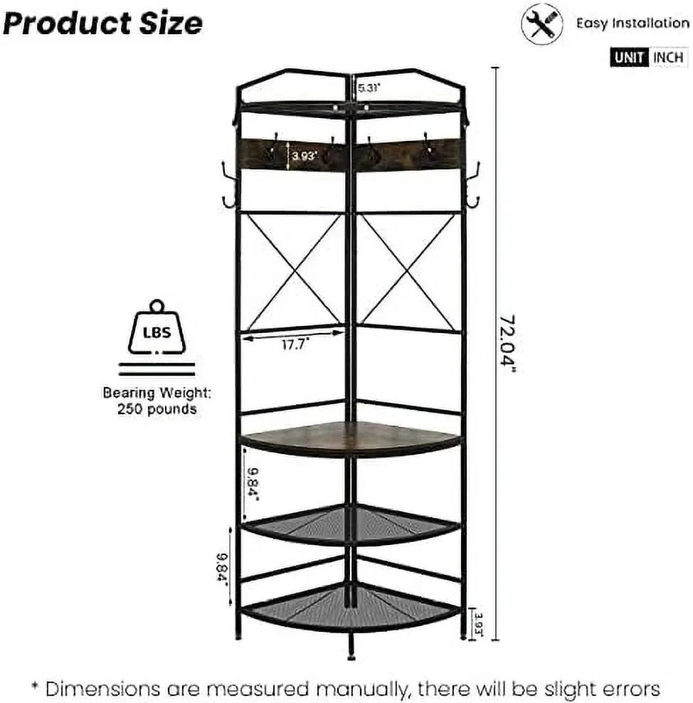 YOPCTUO 3-in-1 Entryway Coat Rack Industrial Hall Tree Corner Cloth Rack with Bench Hallway Coat and Shoe Rack for Corner Entryway Organizer with Metal Shoe for Hallway Corner Entran