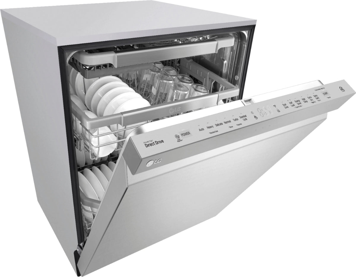 LG - 24 Top Control Smart Wi-Fi Enabled Dishwasher with QuadWash and Stainless Steel Tub - Stainless steel