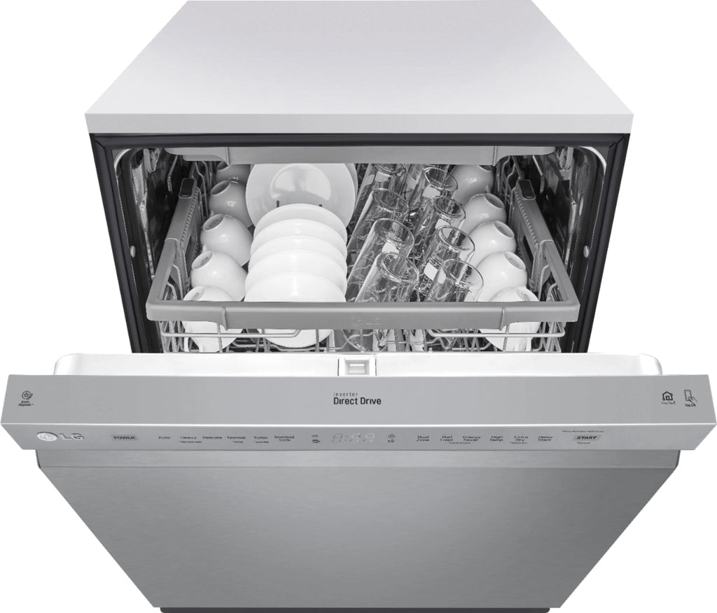 LG - 24 Front Control Smart Built-In Stainless Steel Tub Dishwasher with 3rd Rack, Quadwash, and 48dba - Stainless steel