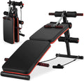 Goplus 7 in 1 Sit up Bench, Foldable Workout Bench w/4 Position Adjustable Height, Multi-Layer Structure Cushion & 2 Elastic Ropes, Workout Equipment for Home Gym Fitness, 330 LBS