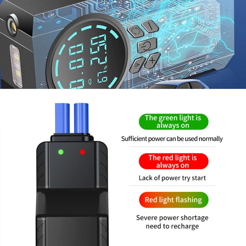 Ckraxd Car Inflator Battery Jump 2-in-1 1000A Emergency Start Power Supply 12V Battery Pack Battery Booster Jump Box Portable Charger Jumper Cables LED Display Screen