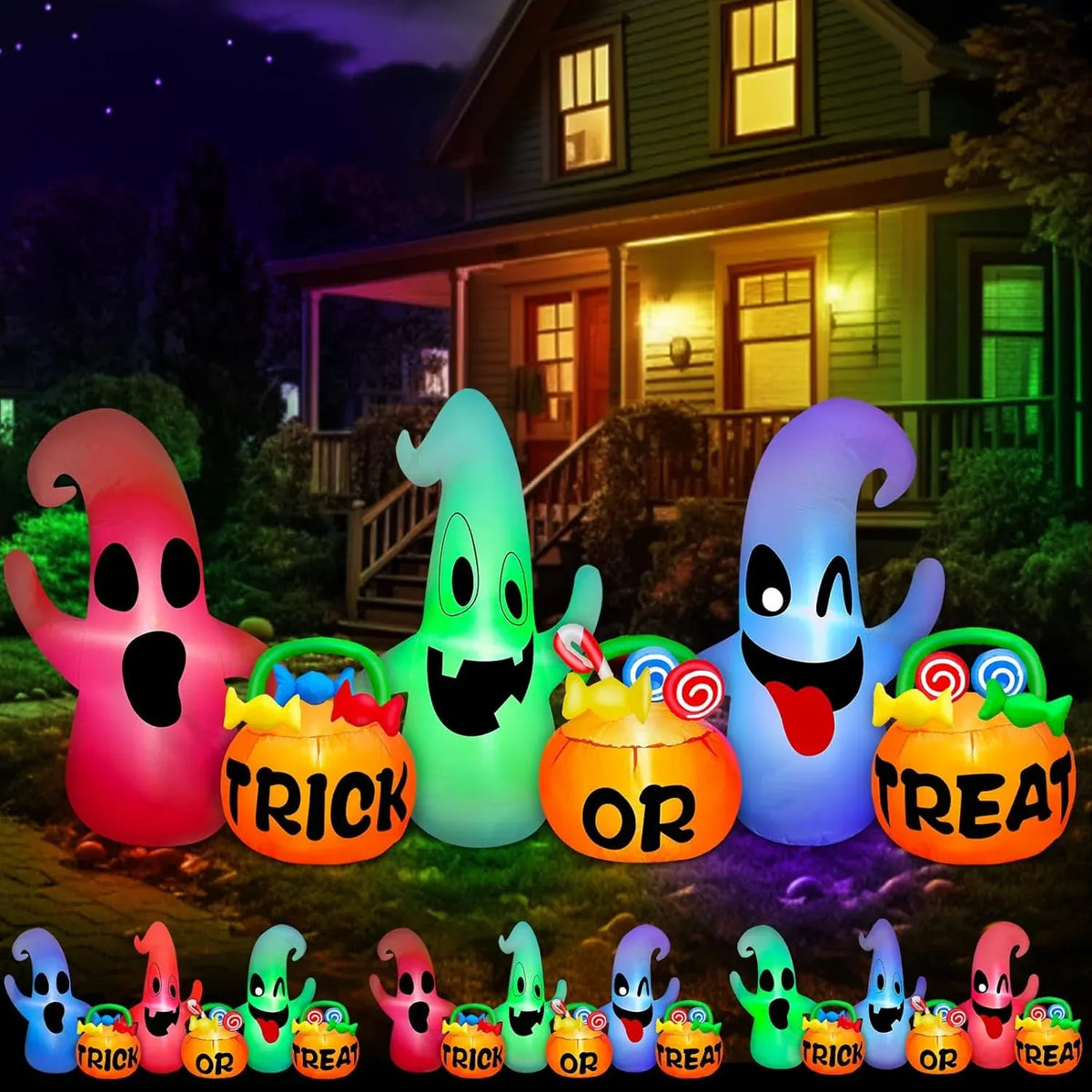 12 Ft Giant Halloween Inflatables Decorations Outdoor Scary Clown Hold Axe Blow Up Build-in LED Lights Inflatable Halloween Outdoor Yard Decors for Garden Lawn Home Holiday Party Outside