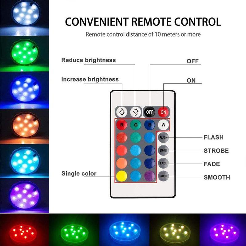 Color Changing Submersible Pool Light with 12-Color Remote and Automatic   Modes