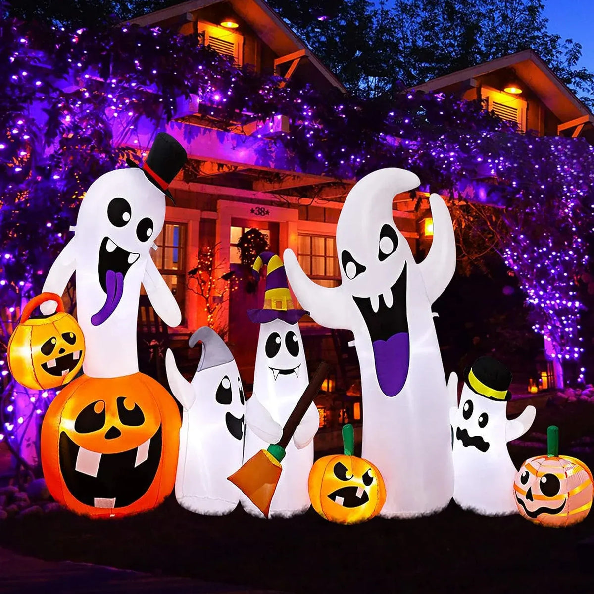 Halloween Inflatables10FT Castle Haunted House Arch Archway with Ghost Tombstone Removable Air Blower Bright LED Light - Cute Hoiday Outdoor Yard Lawn Garden Party Decorations