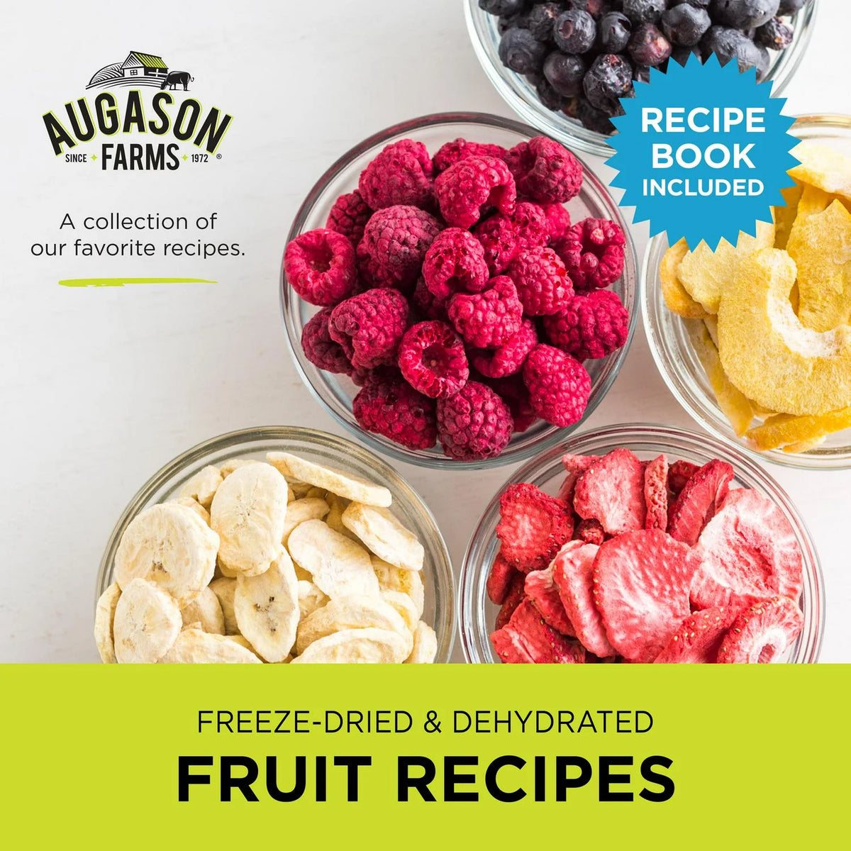 Augason Farms Freeze Dried and Dehydrated Fruit Variety Pail， 86 Servings， Emergency Food