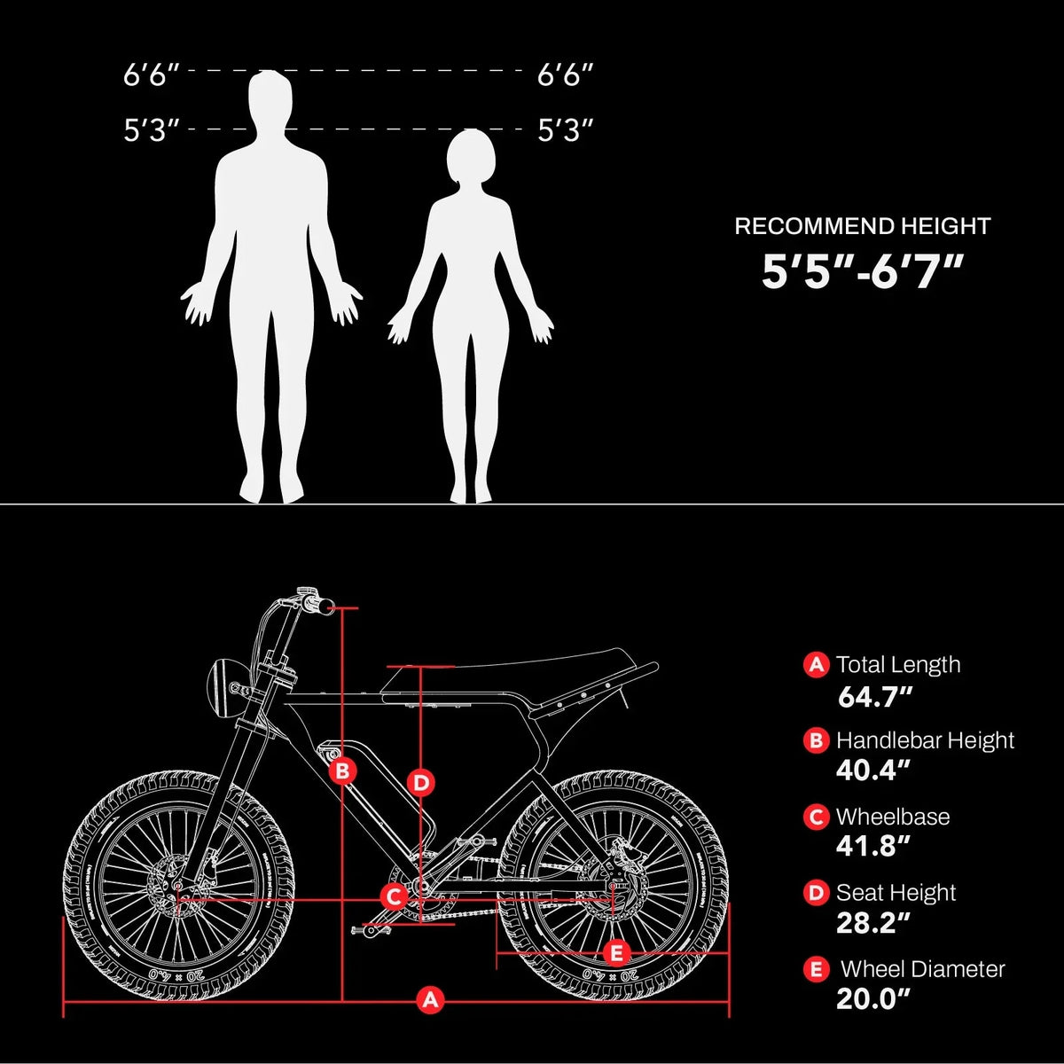 MACFOX Electric Bike, Ebike 500W/48V/10.4Ah, 20 Fat Tire Electric Bicycles Up to 20MPH & 40 Miles with Retro Motorcycle Design, Removable Battery, 50N.m Max Torque