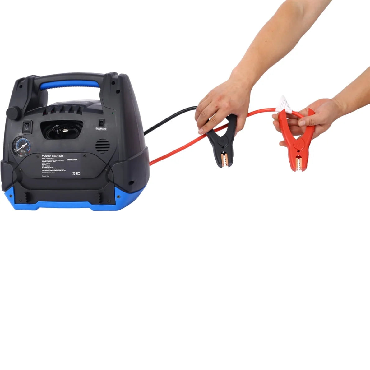 Battery Jump Starter, 1800 Amps Portable Power Station with Air Compressor/AC & USB Port/12V DC Power Ports for Gas Diesel Vehicles