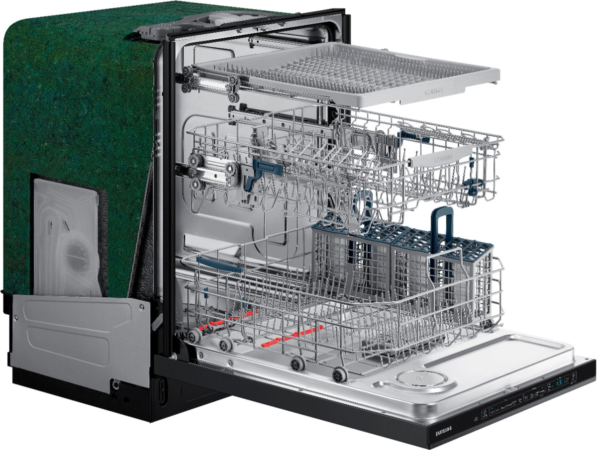 Samsung - StormWash 24 Top Control Built-In Dishwasher with AutoRelease Dry, 3rd Rack, 48 dBA - Black stainless steel