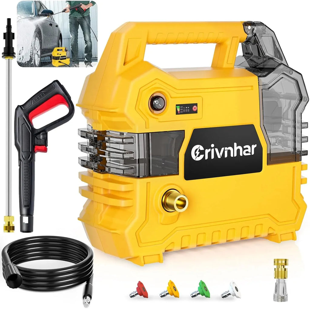 Cordless Electric Pressure Washer Compatible for DEWALT 20V Battery 1015 PSI Cordless Power Washer with Brushless Motor 9000 RPM, 4 Nozzles for Car Floor Patio Wall Cleaning (Battery Not Included)