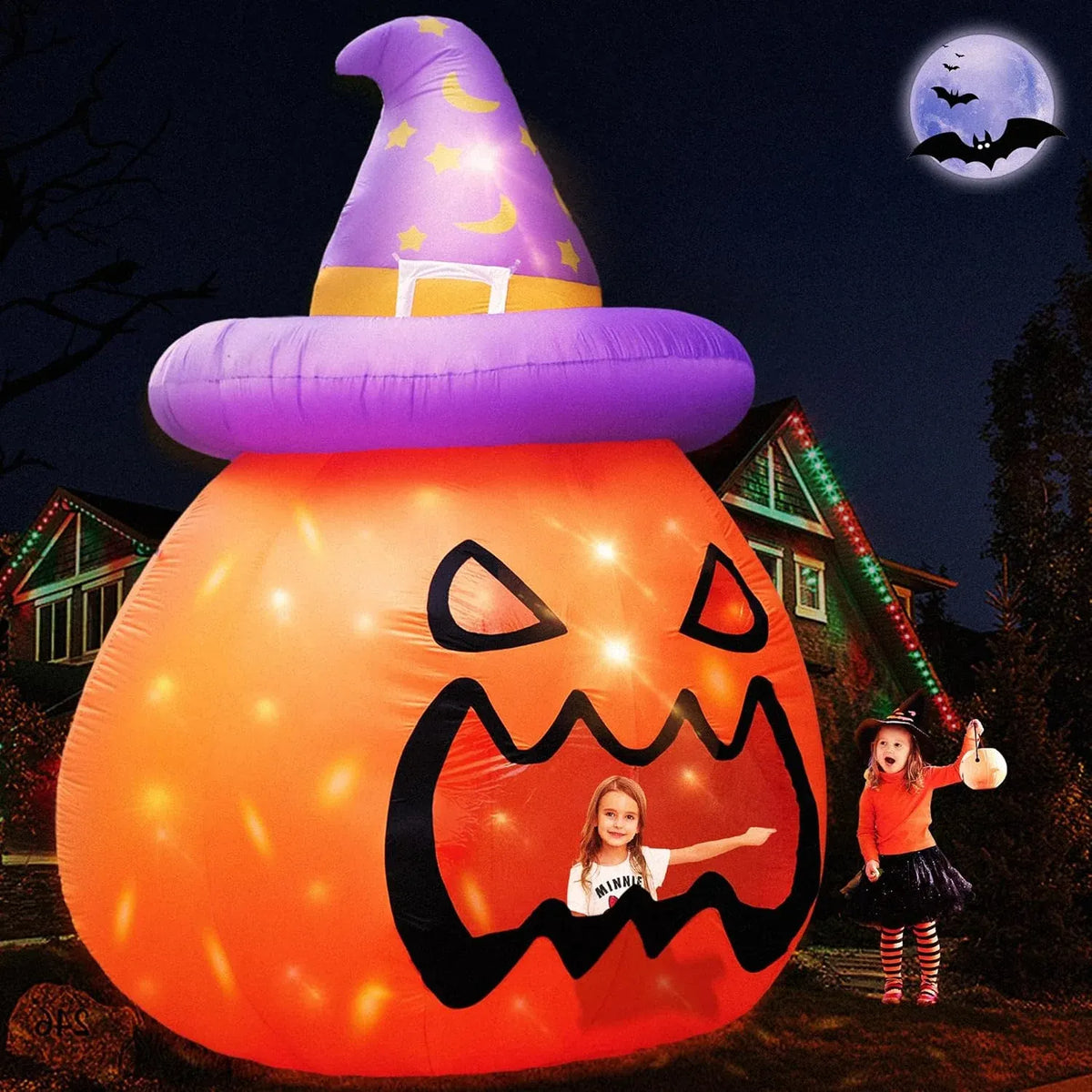 Halloween Inflatables10FT Castle Haunted House Arch Archway with Ghost Tombstone Removable Air Blower Bright LED Light - Cute Hoiday Outdoor Yard Lawn Garden Party Decorations