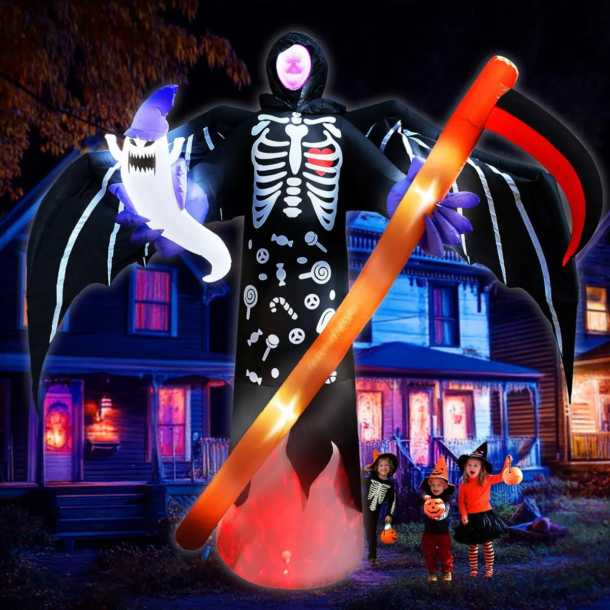Halloween Inflatables10FT Castle Haunted House Arch Archway with Ghost Tombstone Removable Air Blower Bright LED Light - Cute Hoiday Outdoor Yard Lawn Garden Party Decorations
