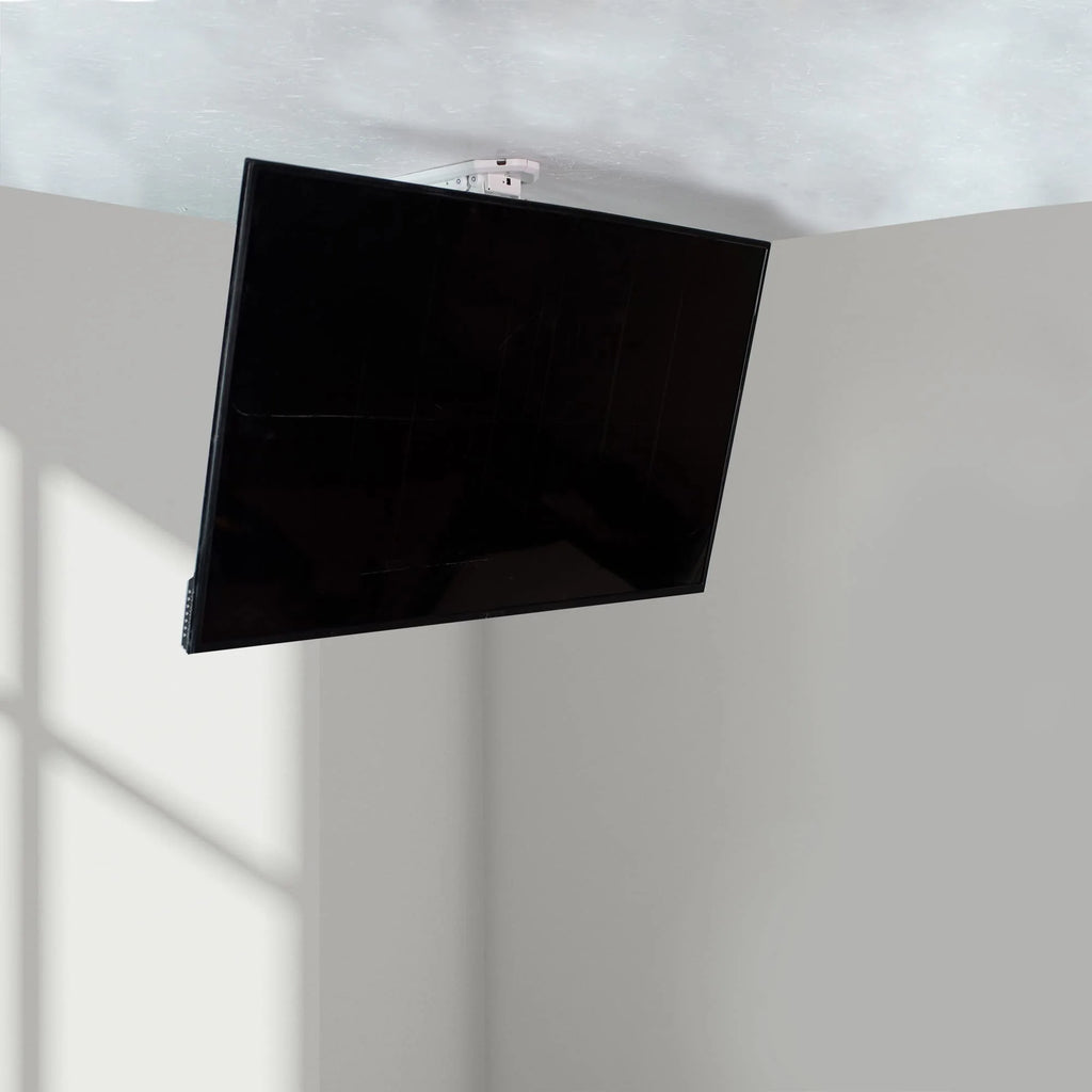 VIVO Electric Ceiling TV Mount for 23 to 55 inch Screens, Flip Down Motorized Pitched Roof VESA Mount, White, MOUNT-E-FD55W