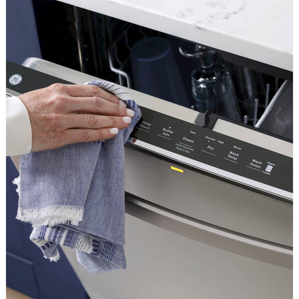 GE - Top Control Built-In Dishwasher with Stainless Steel Tub, 3rd Rack, 46dba - Stainless steel