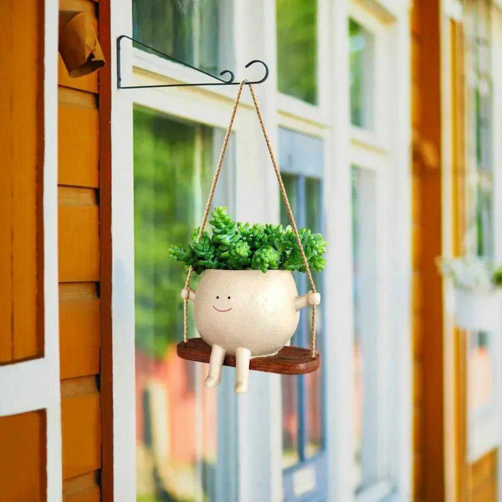 Hanging Planter with Weather-Resistant Resin and Integrated Hanger, for Small Succulents