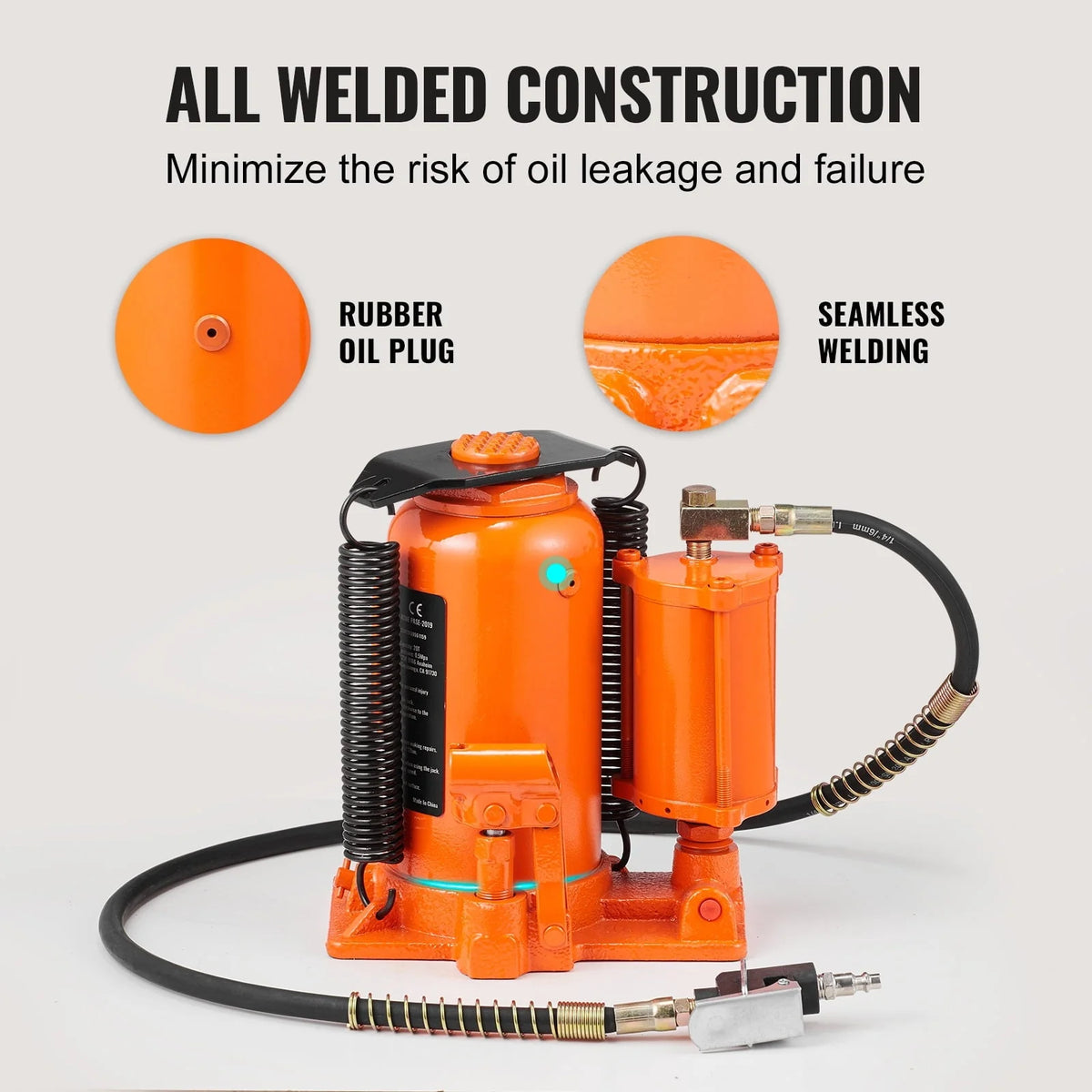 SKYSHALO Air Hydraulic Bottle Jack, 20 Ton Capacity, for High-Lift Automotive Repair in Car Shops
