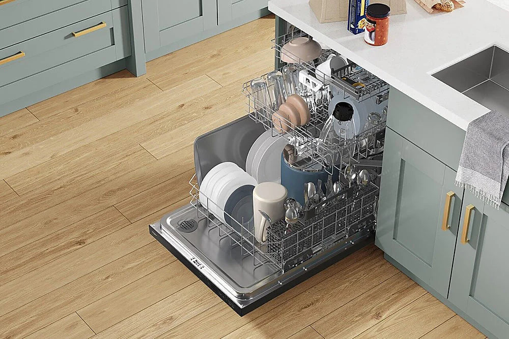 Whirlpool - 24 Top Control Built-In Dishwasher with Stainless Steel Tub, Large Capacity & 3rd Rack, 47 dBA - Black stainless steel