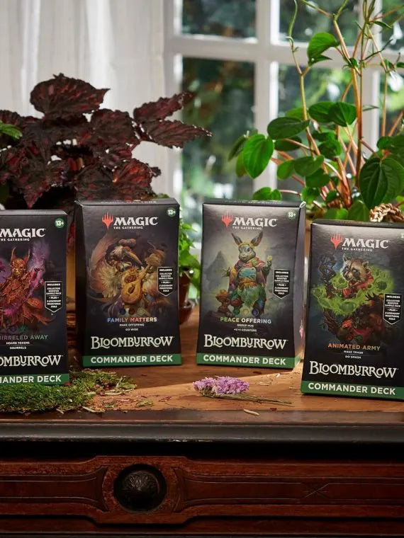 Magic: The Gathering Bloomburrow Commander Deck Bundle – Includes All 4 Decks (Animated Army  Family Matters  Peace Offering  and Squirreled Away)