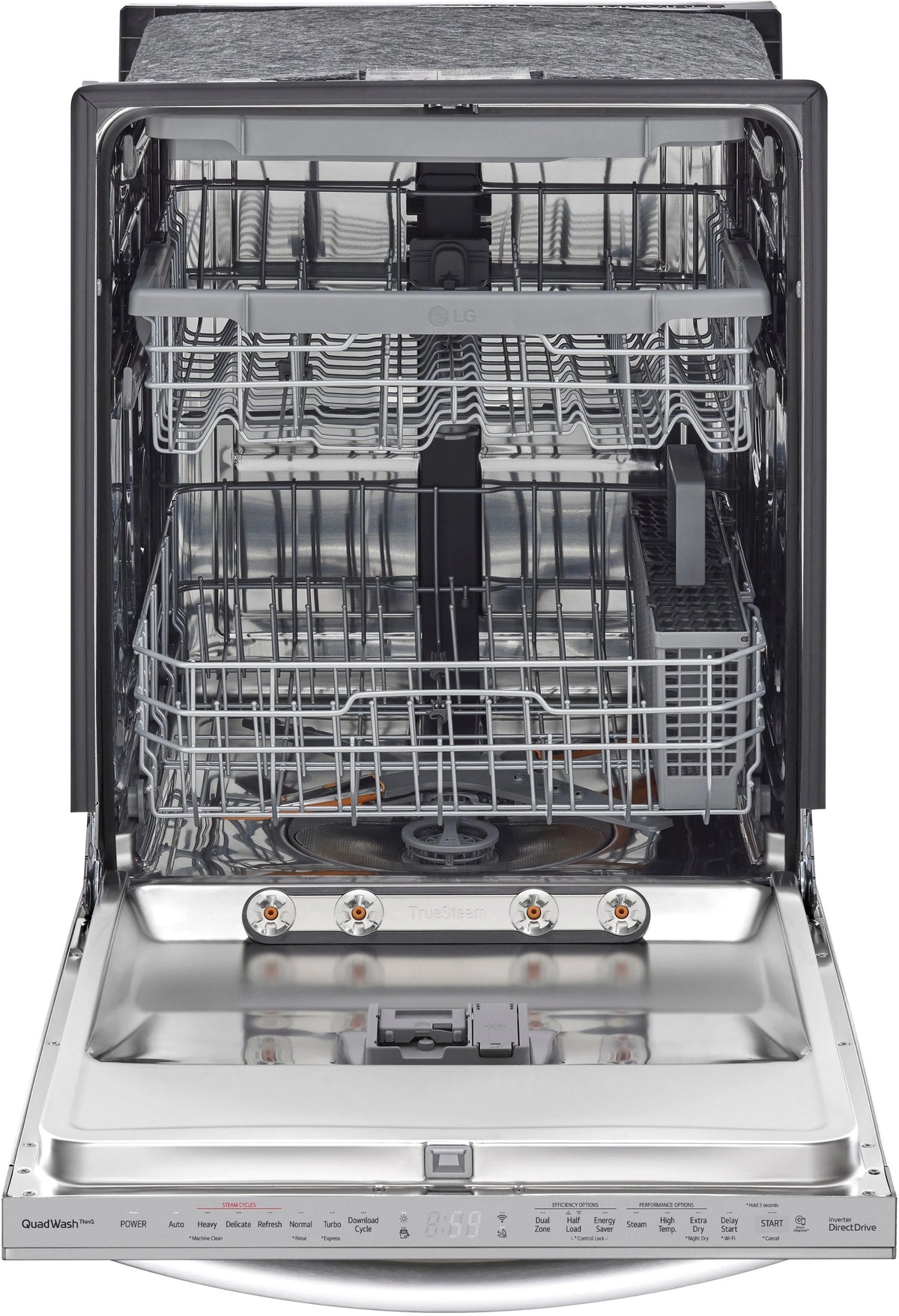 LG - 24 Top Control Smart Built-In Stainless Steel Tub Dishwasher with 3rd Rack, QuadWash and 46dba - Stainless steel