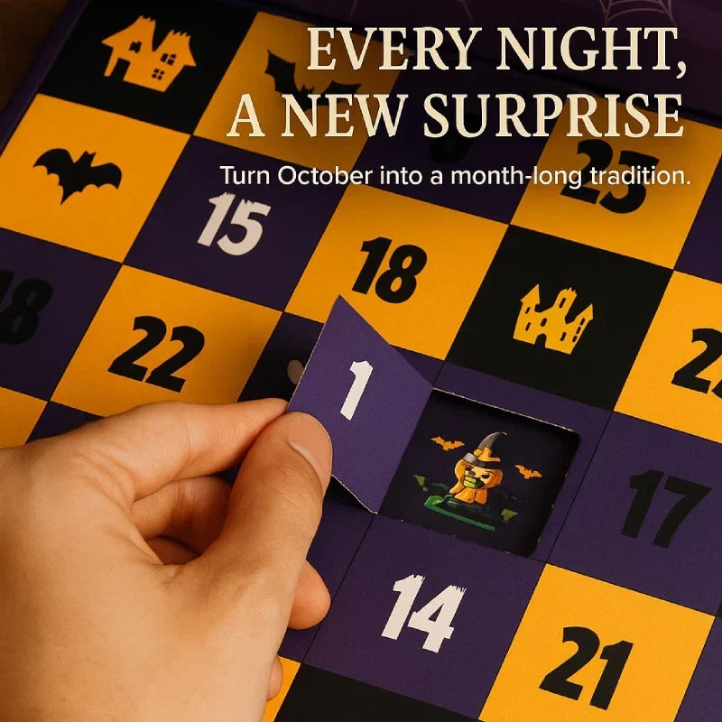Brick Building Advent Calendar with 24 Halloween Themed Builds and Step-by-Step Instructions