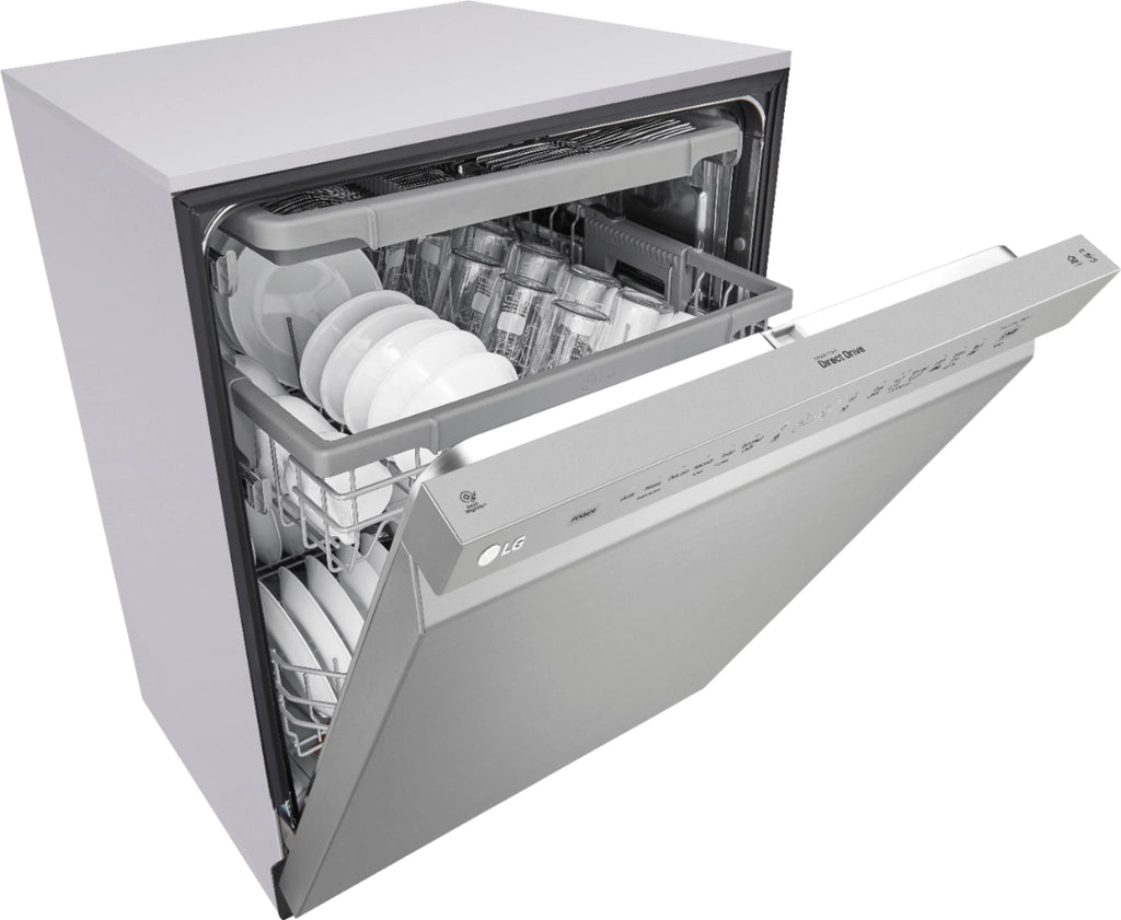 LG - 24 Front Control Smart Built-In Stainless Steel Tub Dishwasher with 3rd Rack, Quadwash, and 48dba - Stainless steel
