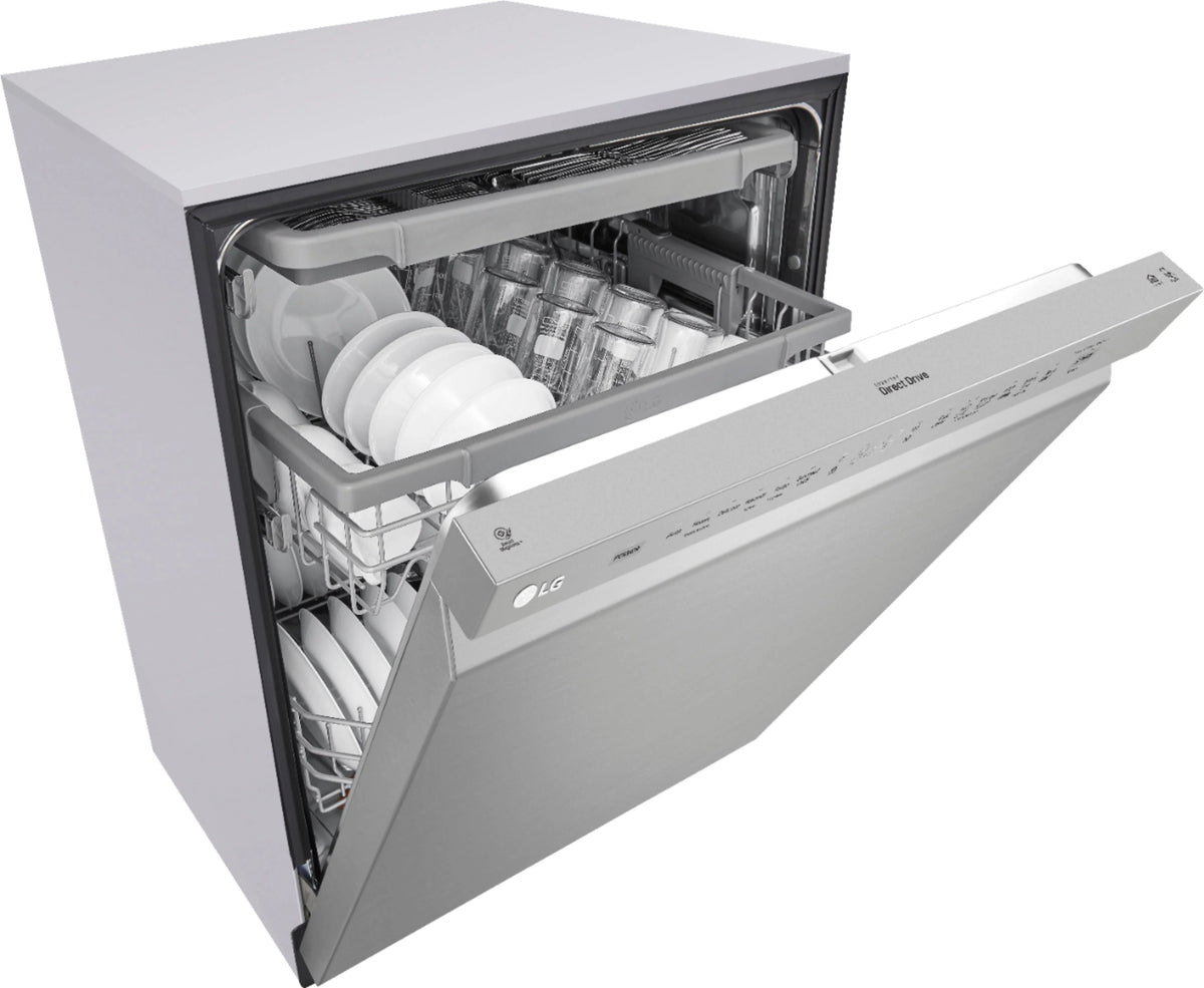 LG - 24 Front Control Smart Built-In Stainless Steel Tub Dishwasher with 3rd Rack, Quadwash, and 48dba - Stainless steel