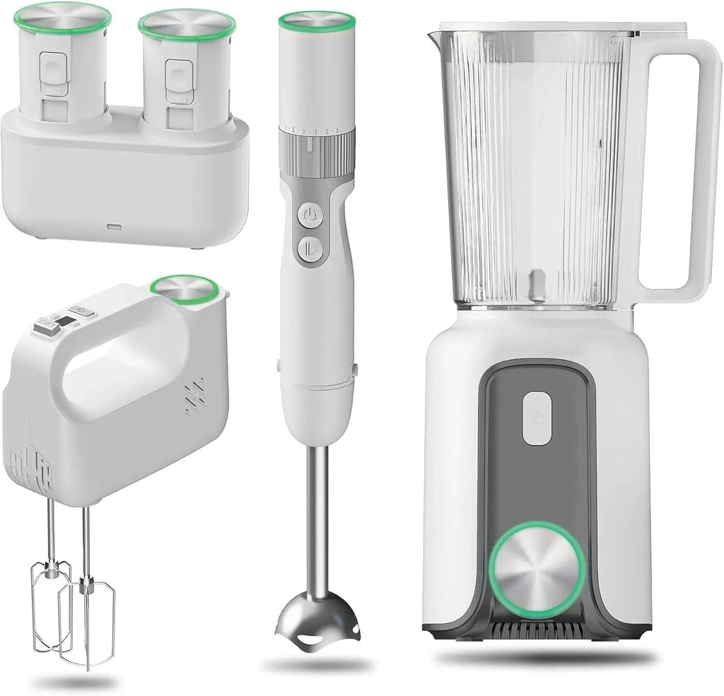 3-in-1 Cordless Kitchen Gift Set, Rechargeable Cordless Immersion Blender, Mixer & Smoothie Maker with Fast Charger, Housewarming Gifts New Home
