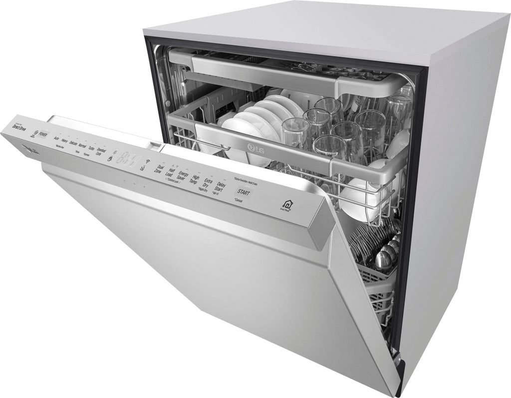 LG - 24 Top Control Smart Wi-Fi Enabled Dishwasher with QuadWash and Stainless Steel Tub - Stainless steel