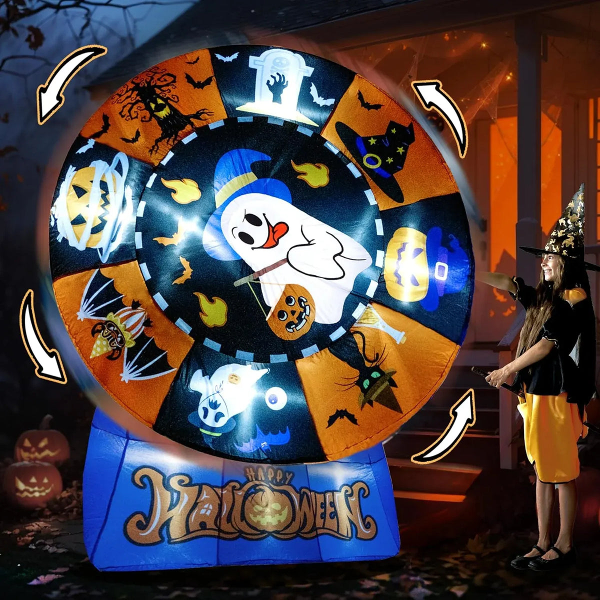 Halloween Inflatables10FT Castle Haunted House Arch Archway with Ghost Tombstone Removable Air Blower Bright LED Light - Cute Hoiday Outdoor Yard Lawn Garden Party Decorations