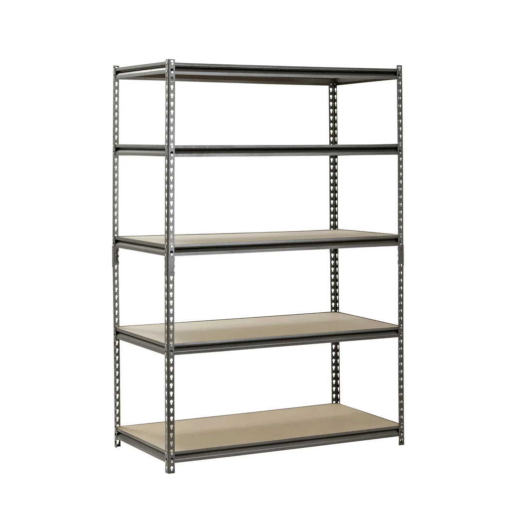 Edsal 48W x 24D x 72H 5-Shelf Steel Freestanding Shelves， Silver-Vein