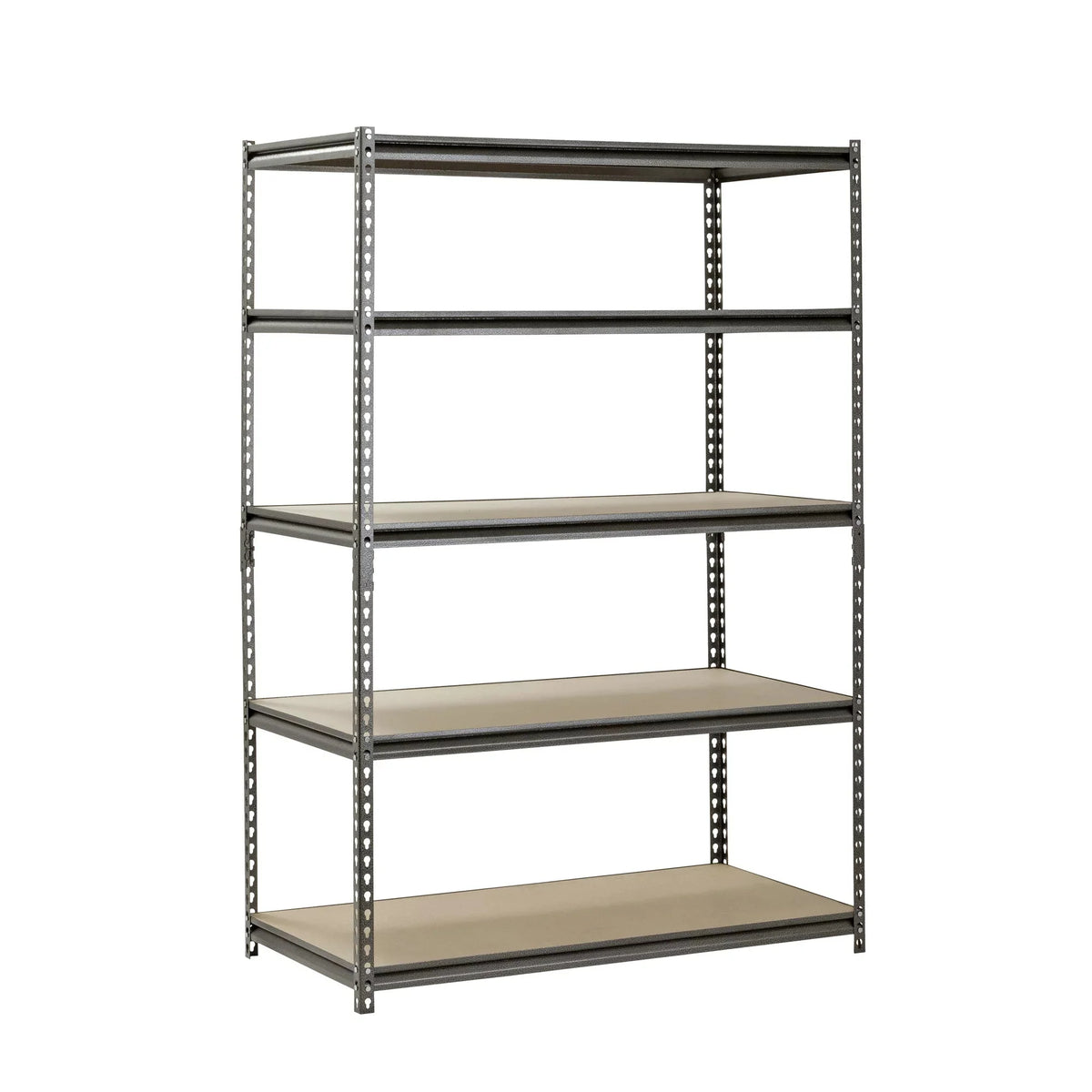 Edsal 48W x 24D x 72H 5-Shelf Steel Freestanding Shelves， Silver-Vein