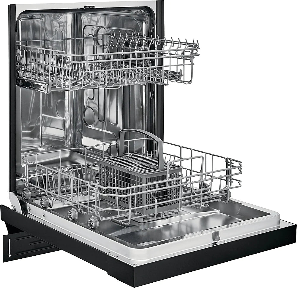 Frigidaire - 24 Compact Front Control Built-In Dishwasher with Stainless Steel Tub, 52 dBA - Black