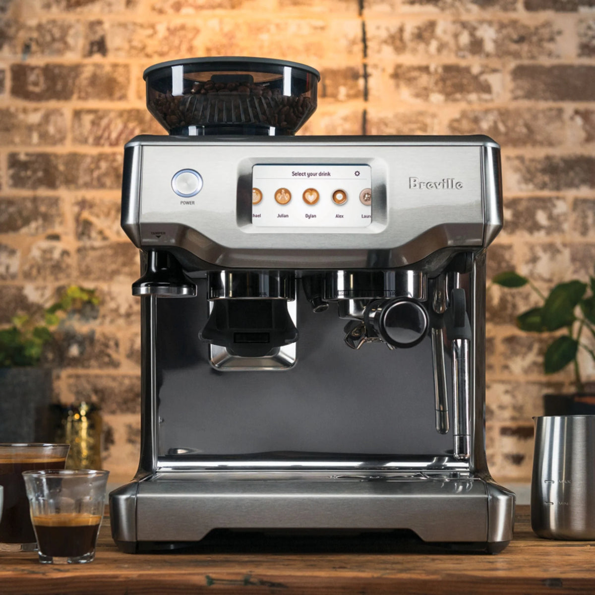 Breville - the Barista Touch Espresso Machine with 15 bars of pressure, Milk Frother and intergrated grinder - Stainless Steel