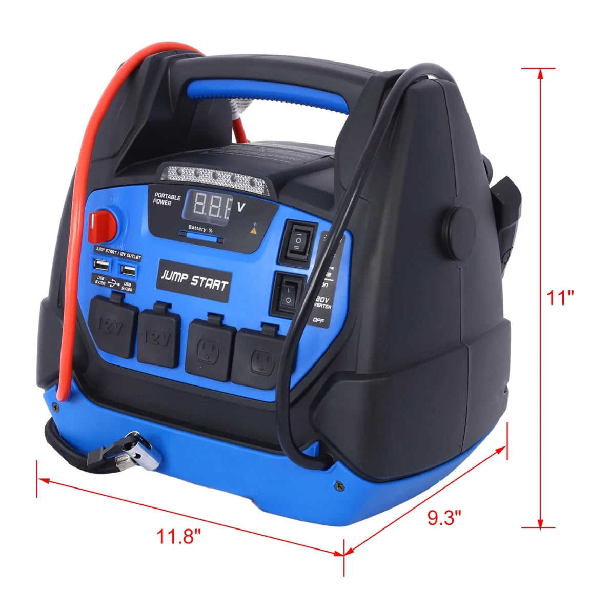Battery Jump Starter, 1800 Amps Portable Power Station with Air Compressor/AC & USB Port/12V DC Power Ports for Gas Diesel Vehicles