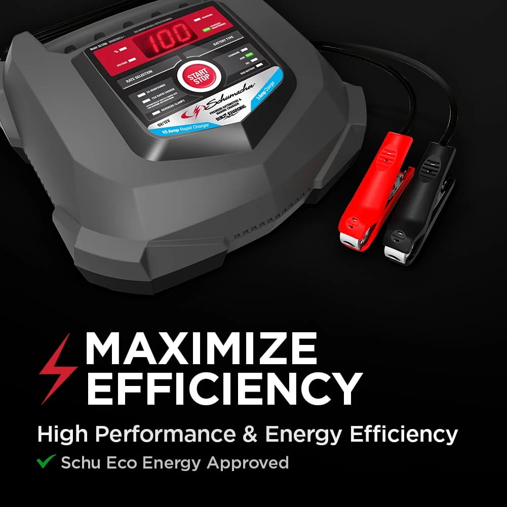 Schumacher SC1280 15A 6V/12V Fully Automatic Battery Charger/Maintainer – Auto & Marine - New in Box