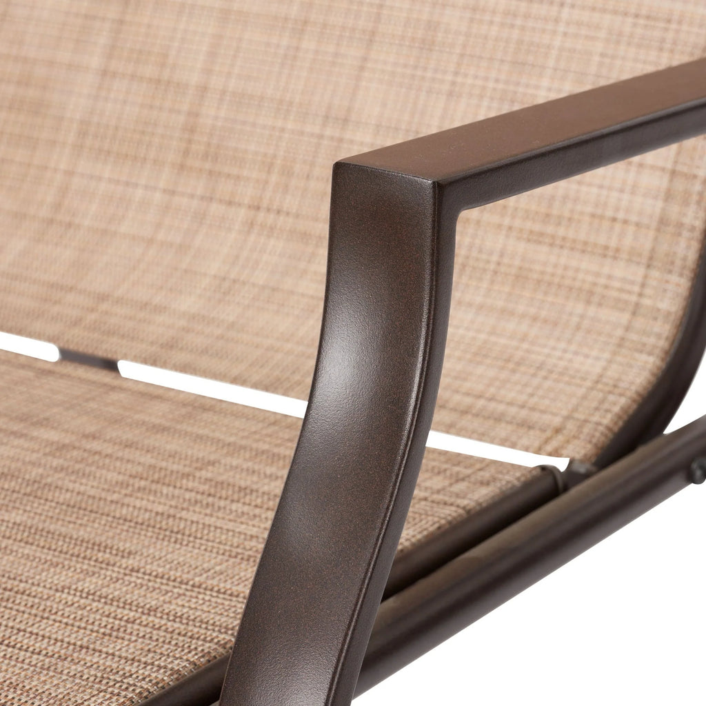 Mainstays Sand Dune Reclining Steel Outdoor Chaise Lounge - Set of 2， Beige/Black