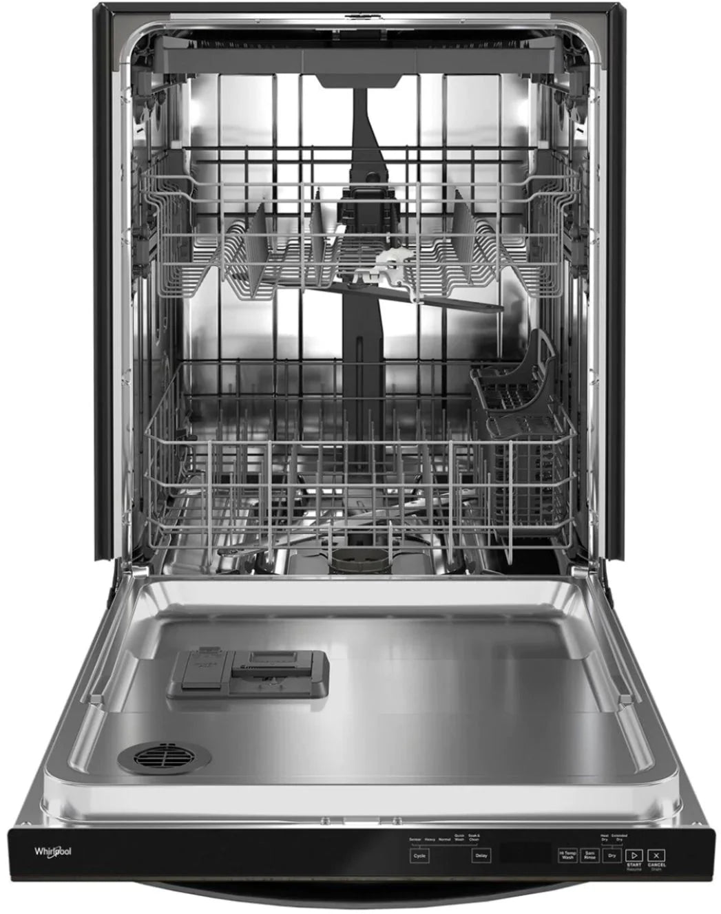 Whirlpool - 24 Top Control Built-In Dishwasher with Stainless Steel Tub, Large Capacity, 3rd Rack, 47 dBA - Black stainless steel