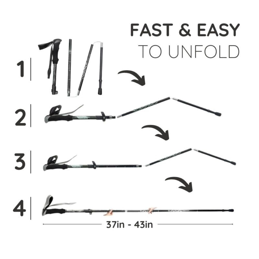 Folding Trekking Stick with Alloy Steel Shaft and Textured Grip  Handle