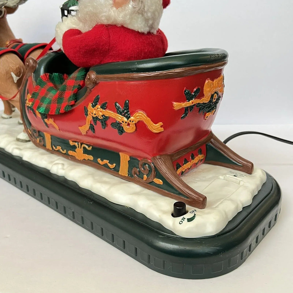 Vintage 1995 Holiday Creations Animated Santa Sleigh & Reindeer Tested Works