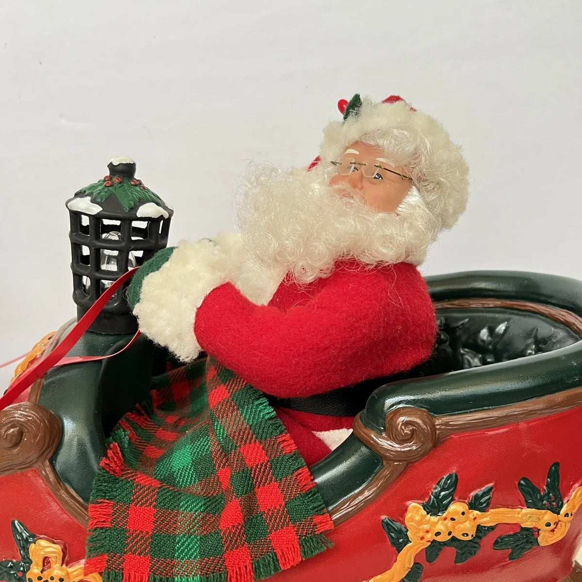 Vintage 1995 Holiday Creations Animated Santa Sleigh & Reindeer Tested Works