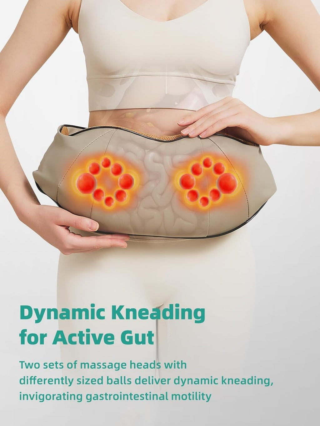 Abdominal Massager with Dual Rotating Heads and Heat Function, 9.8 Inch  Width