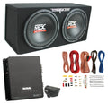 MTX TNE212D 12 1200W Dual Loaded Car Subwoofer Box & SSL 1500W Amplifier w/ Kit