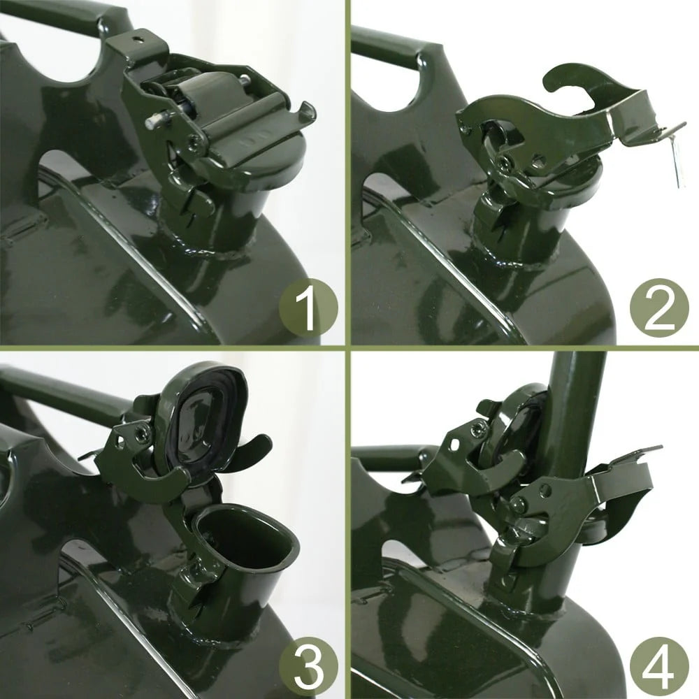 ZENSTYLE 5 Gal 20L Army Jerry Can Gas Fuel Tank Portable with Holder & Spout - Set of Four