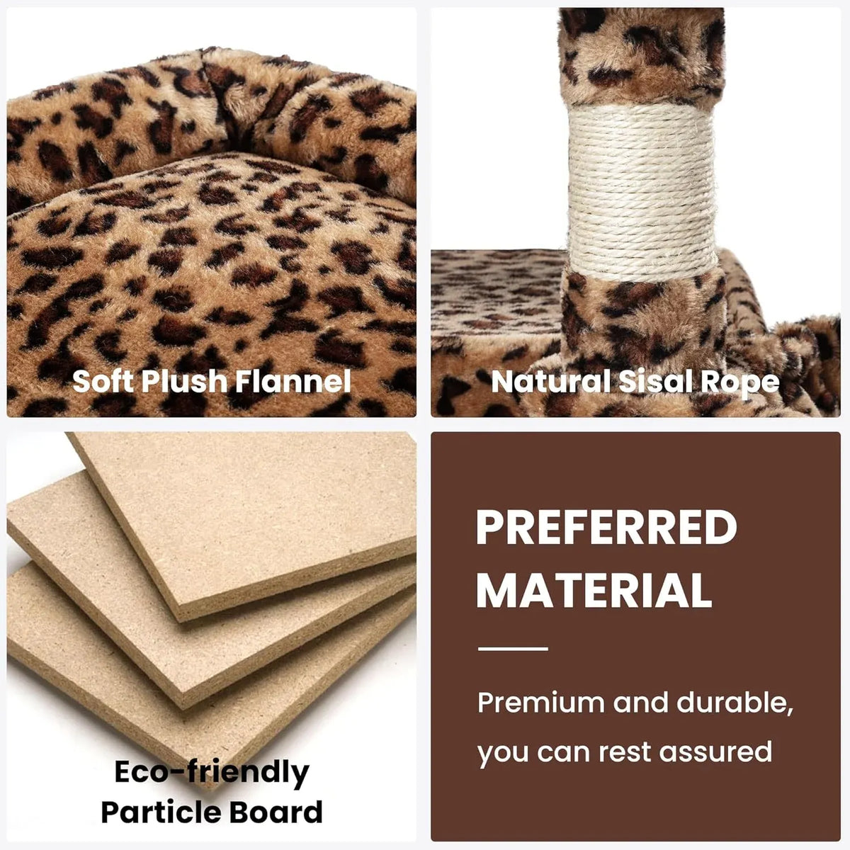 68 Inches Multi-Level Large Cat Tree for Large Kitties/Big Cat Tower with Condo/Cozy Plush âPussycat Perches/Sisal Scratching Posts and Hammocks/Activity Center/Leopard Print