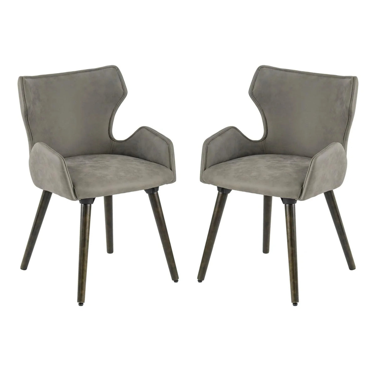 A & B Home Set Of 2 Dining Chair With Dark Brown And Gray Finish 49809-GRAY-DS