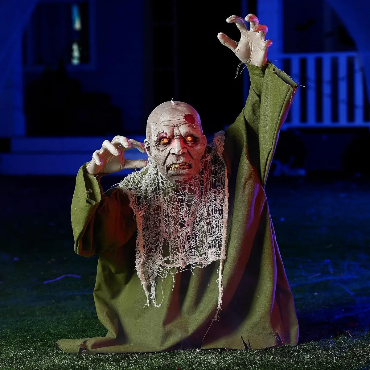 Halloween Animated Zombie Groundbreaker Outdoor Decor with Light Up Eyes Cree...