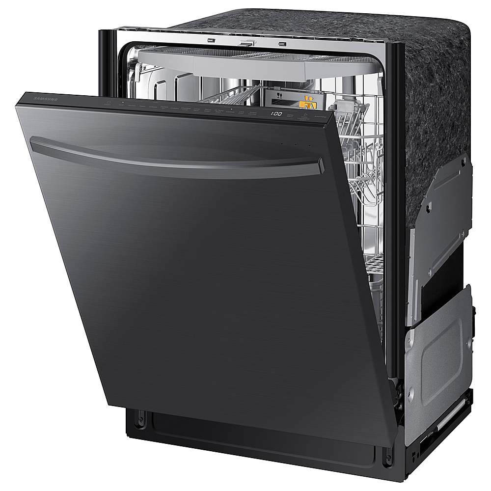 Samsung - Smart 44dBA Dishwasher with StormWash+ - Black stainless steel