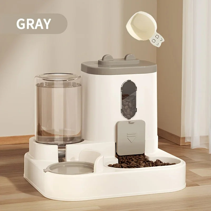 Automatic Gravity Pet Feeder with Dual Bowls and Water  Control