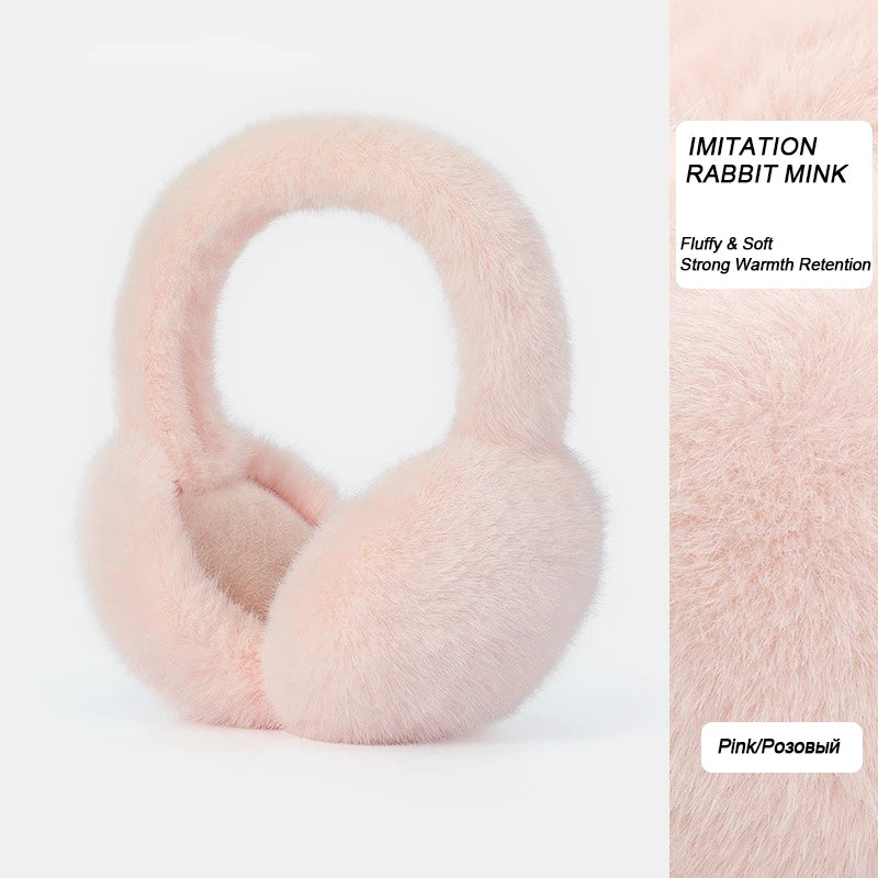 Foldable Plush Earmuffs with Detachable Material and Adjustable Band