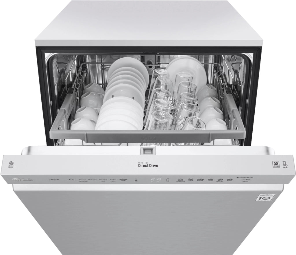 LG - 24 Front-Control Built-In Dishwasher with Stainless Steel Tub, QuadWash, 48 dBa - Stainless steel