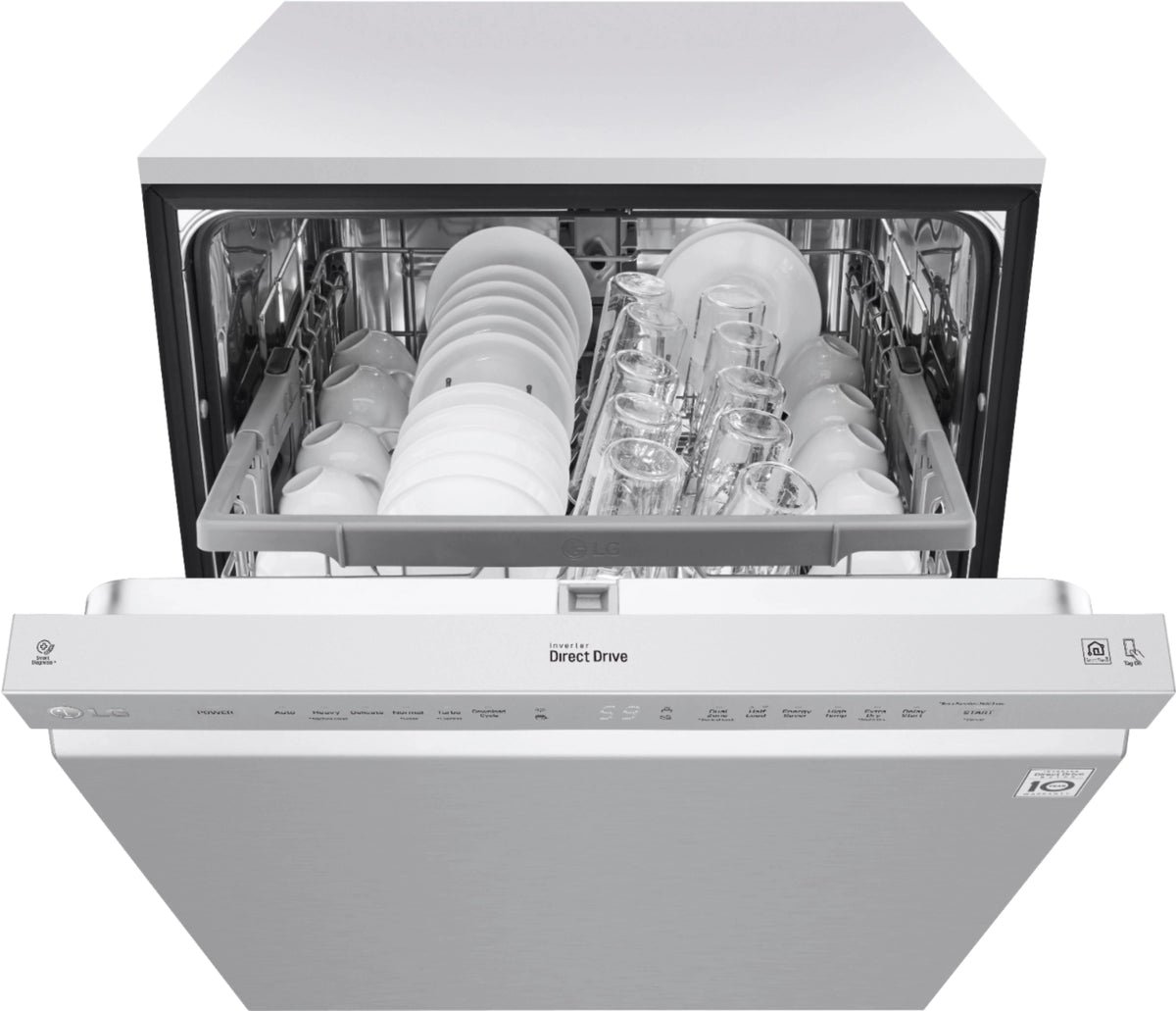 LG - 24 Front-Control Built-In Dishwasher with Stainless Steel Tub, QuadWash, 48 dBa - Stainless steel